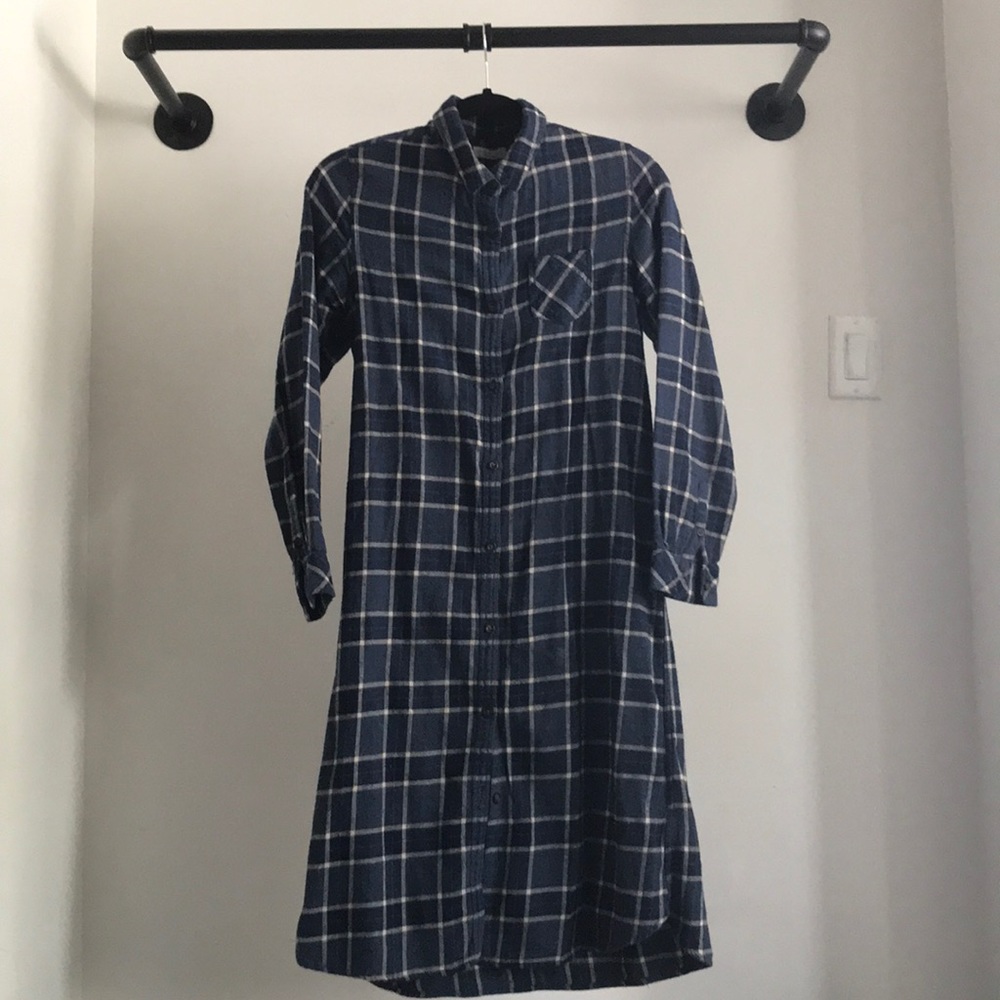 EARTH Long Plaid Shirt Dress